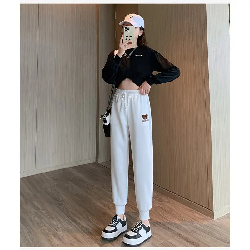 Plus Slimming Loose Fit Straight Sports Sweatpants