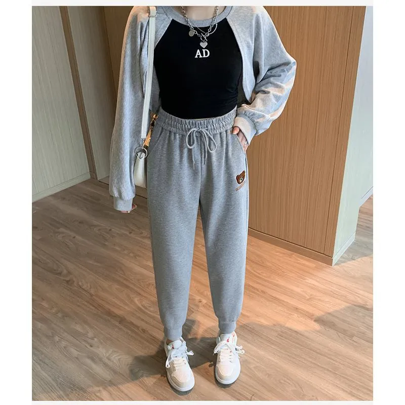 Plus Slimming Loose Fit Straight Sports Sweatpants