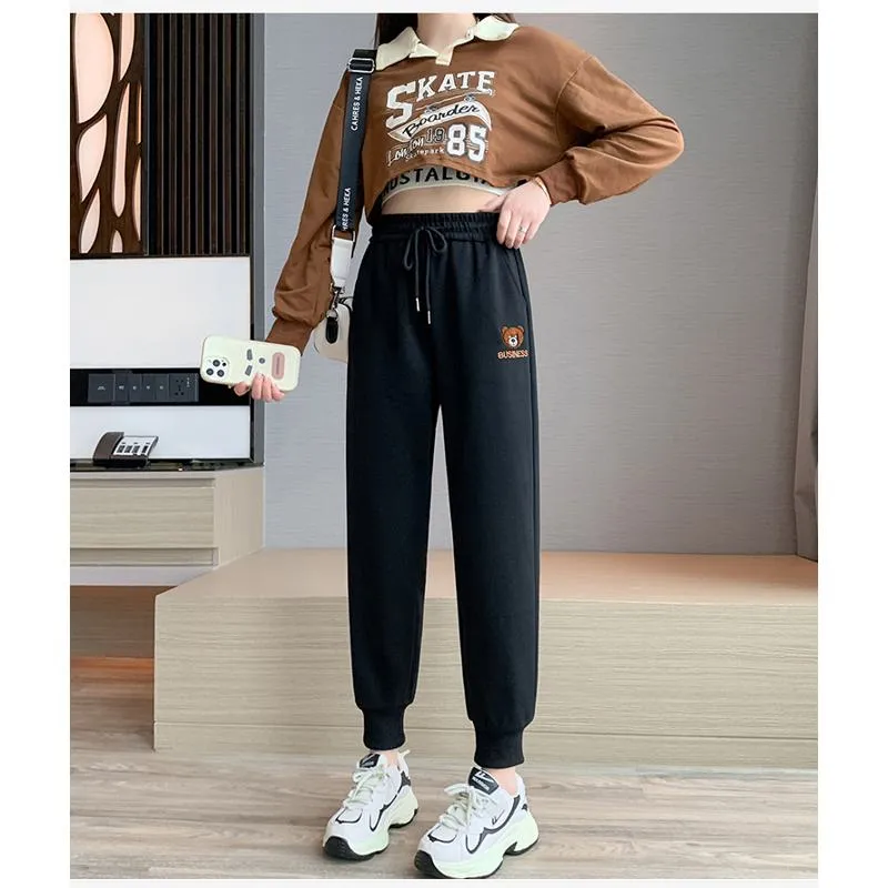 Plus Slimming Loose Fit Straight Sports Sweatpants