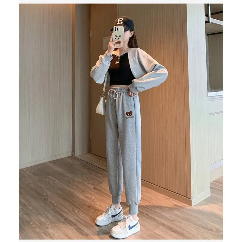 Plus Slimming Loose Fit Straight Sports Sweatpants