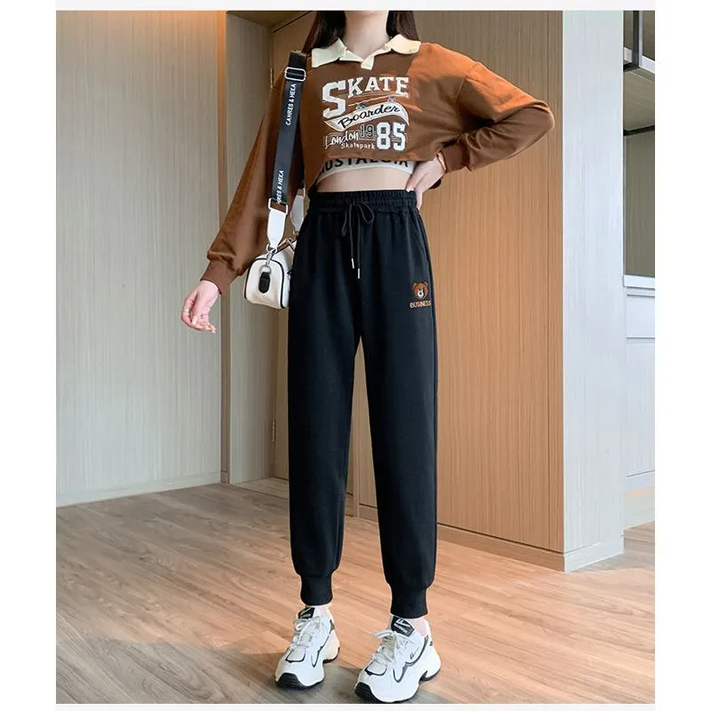 Plus Slimming Loose Fit Straight Sports Sweatpants