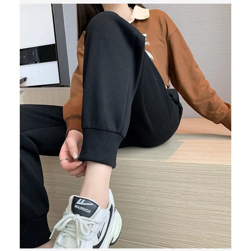 Plus Slimming Loose Fit Straight Sports Sweatpants