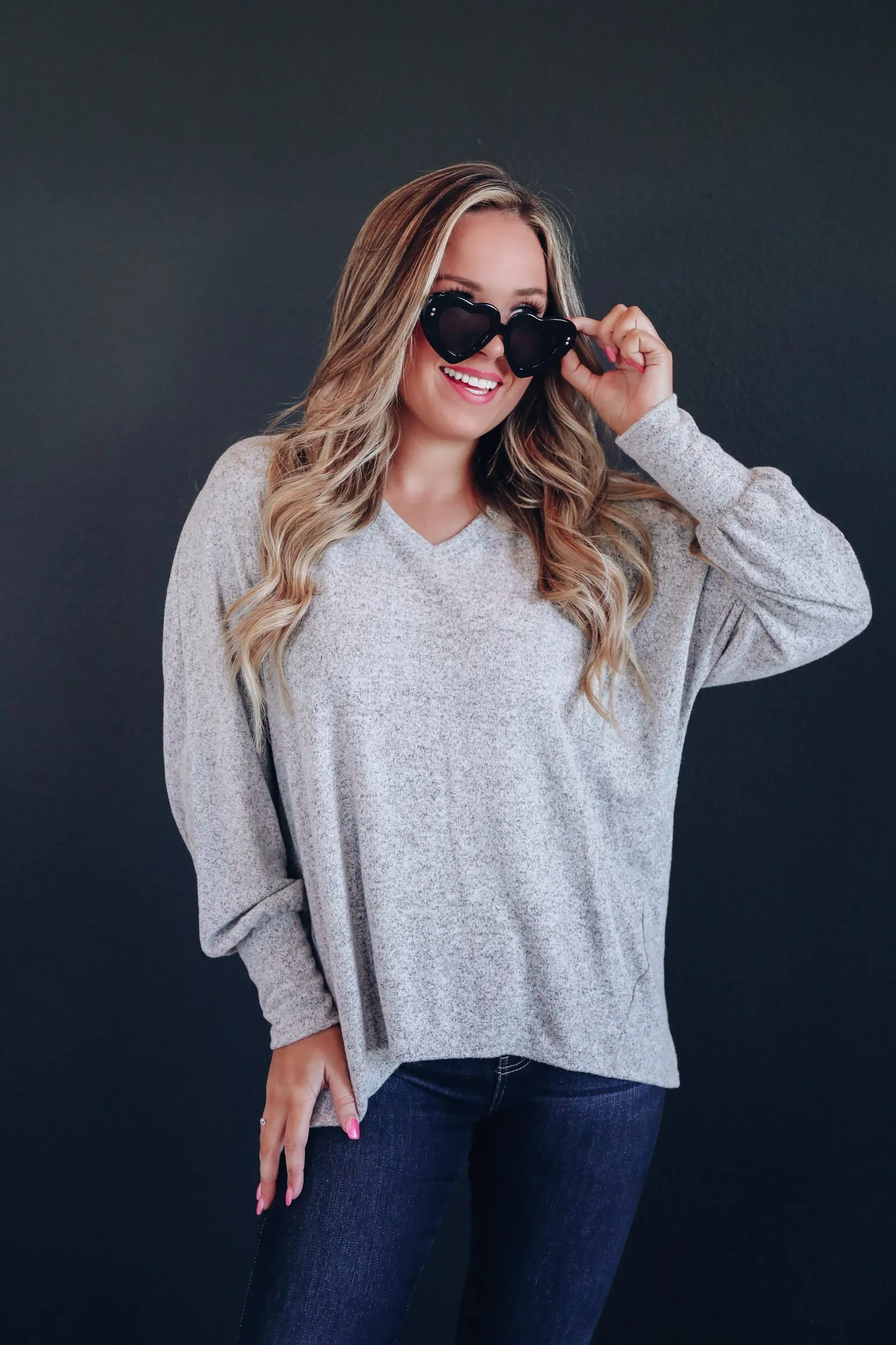 Prescott Dolman Sleeve Pullover - Heather Grey