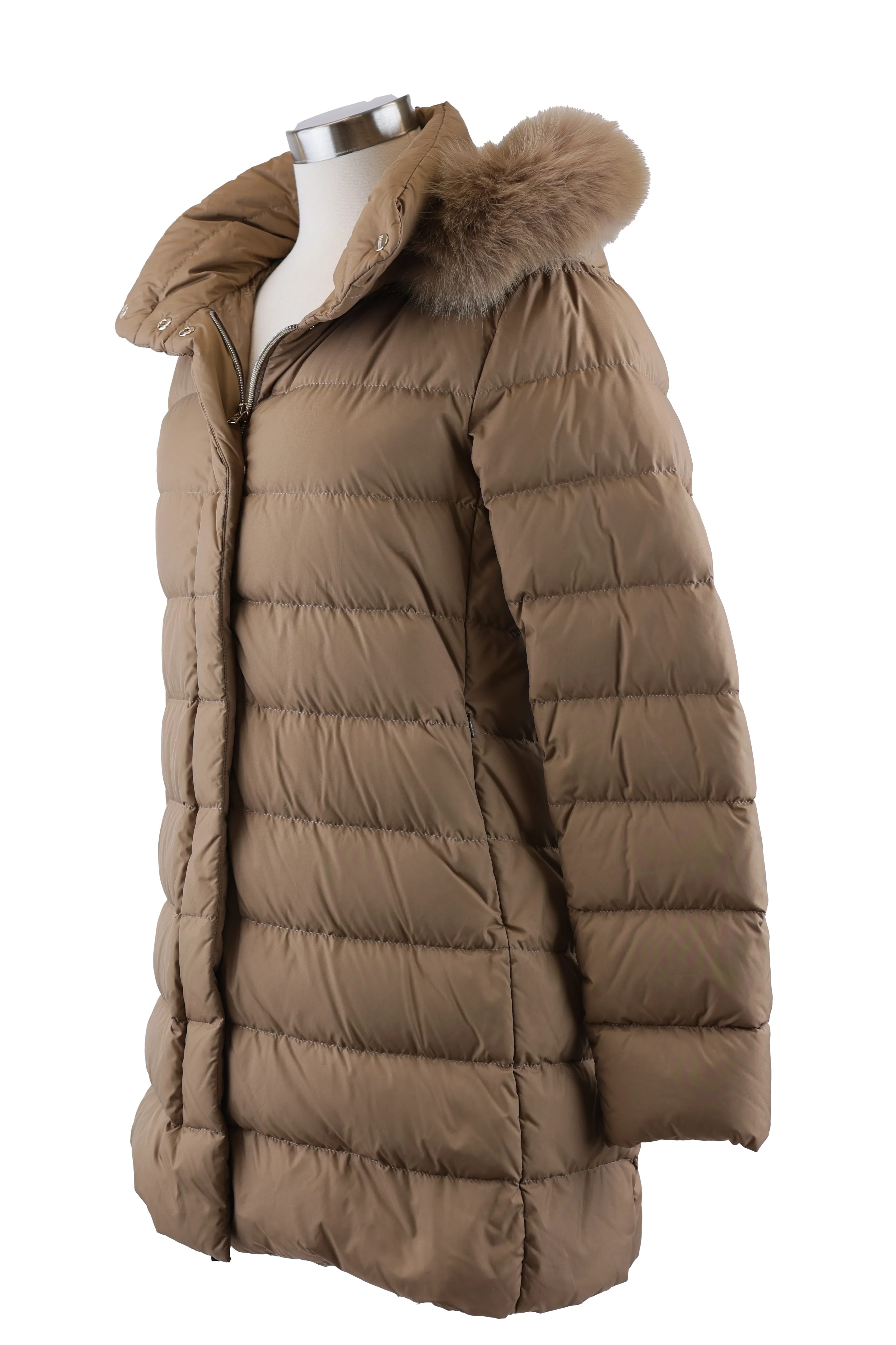 Quilted Down Coat W/ Removable Fur Hood