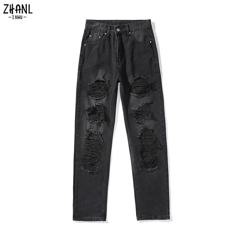 "Stylish Vintage Distressed Jeans - Trendy Ripped High Waist Denim for Fashionable Ladies"