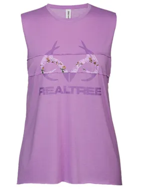 Realtree Camouflage WOMEN Violet Purple Antler Logo Muscle Tank Top T-Shirt