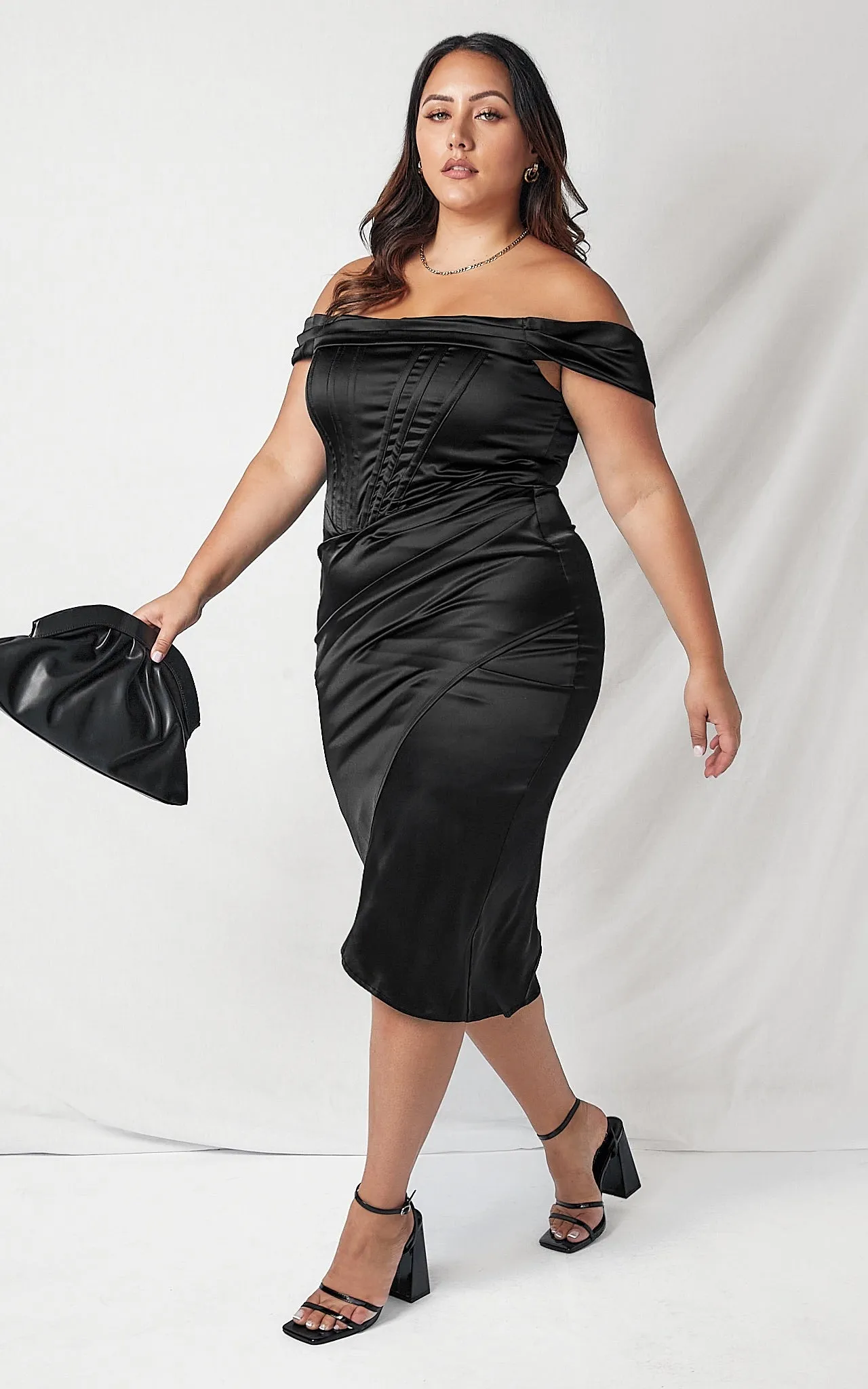 Regal Dress - Black Satin