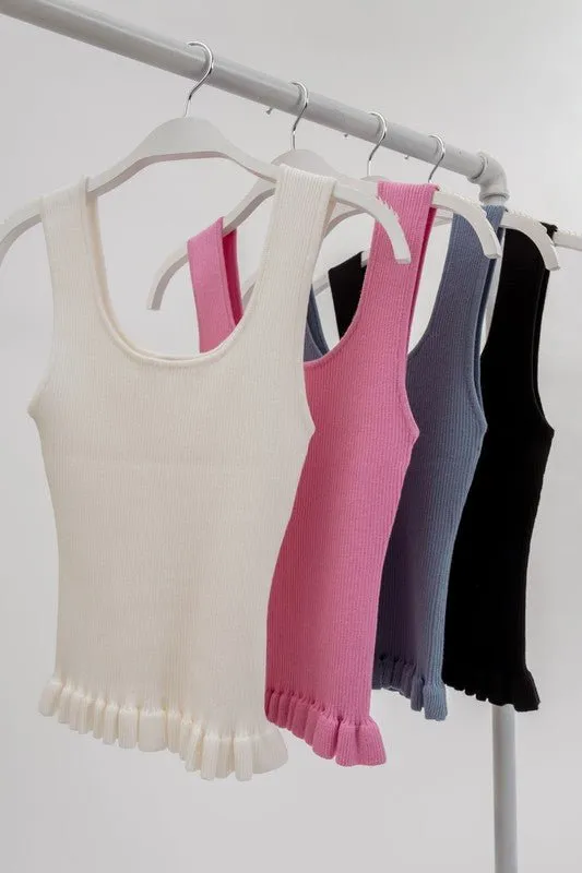 Rib Knit Ruffle Tank