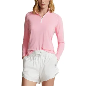 RLX Ralph Lauren Women's Jersey UV Quarter Zip Golf Pullover - Course Pink/Ceramic White