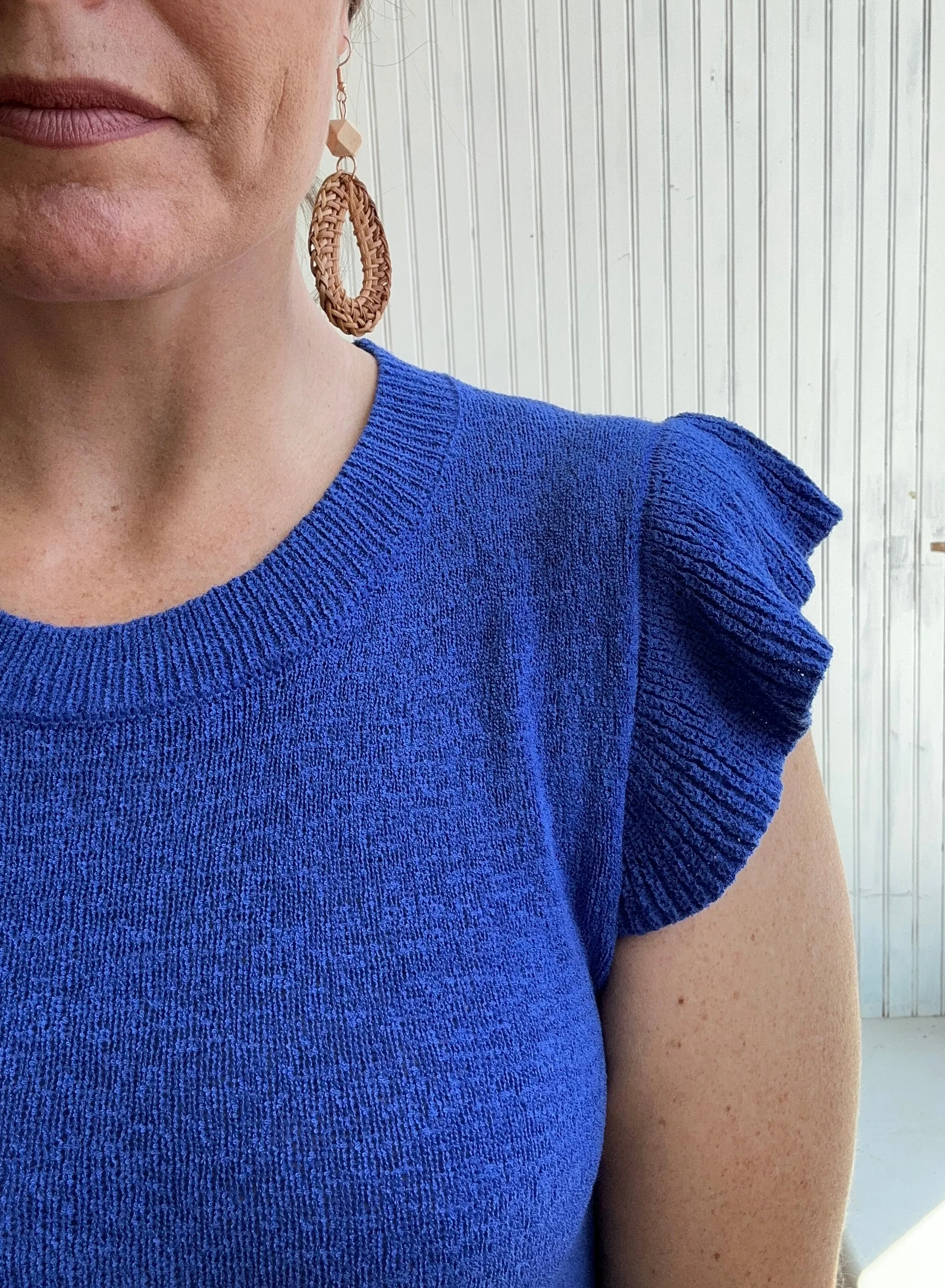 Royal Blue Short Sleeve Lightweight Sweater