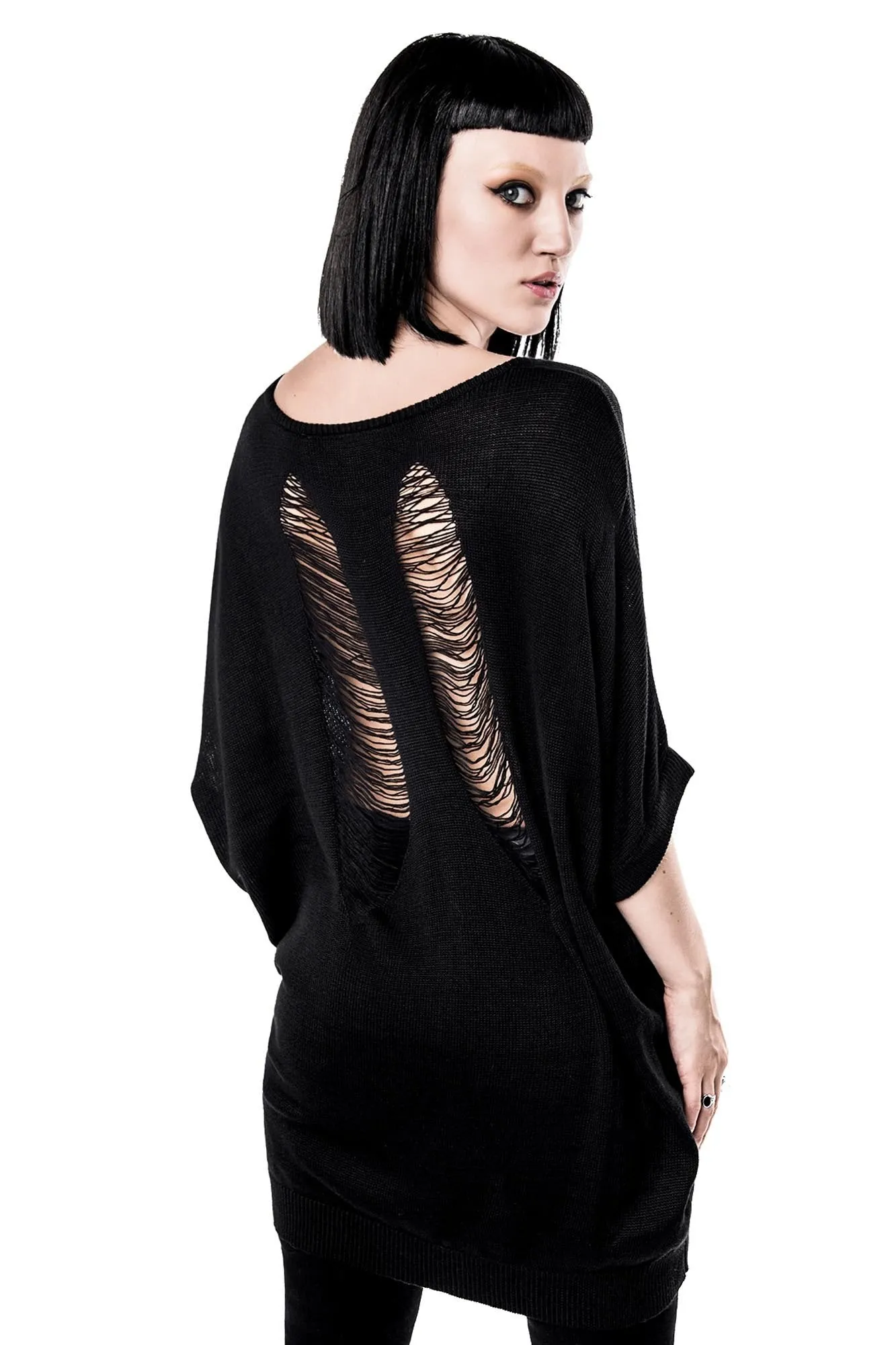 Sad Goth Batwing Knit Top [B]