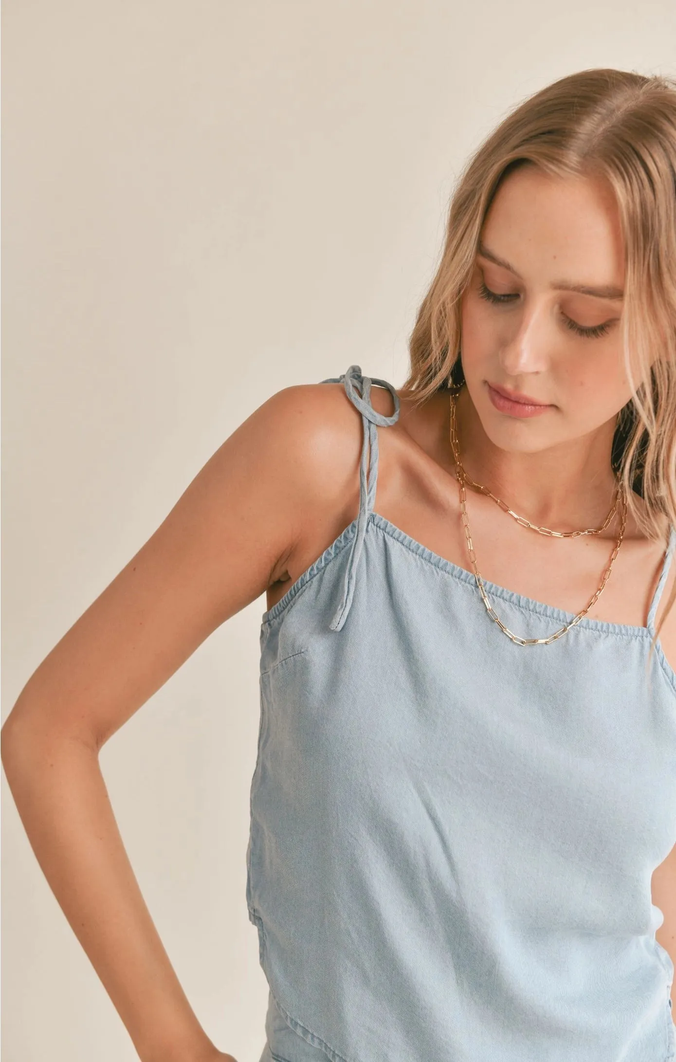 Sadie & Sage Soft Breeze Chambray Tank