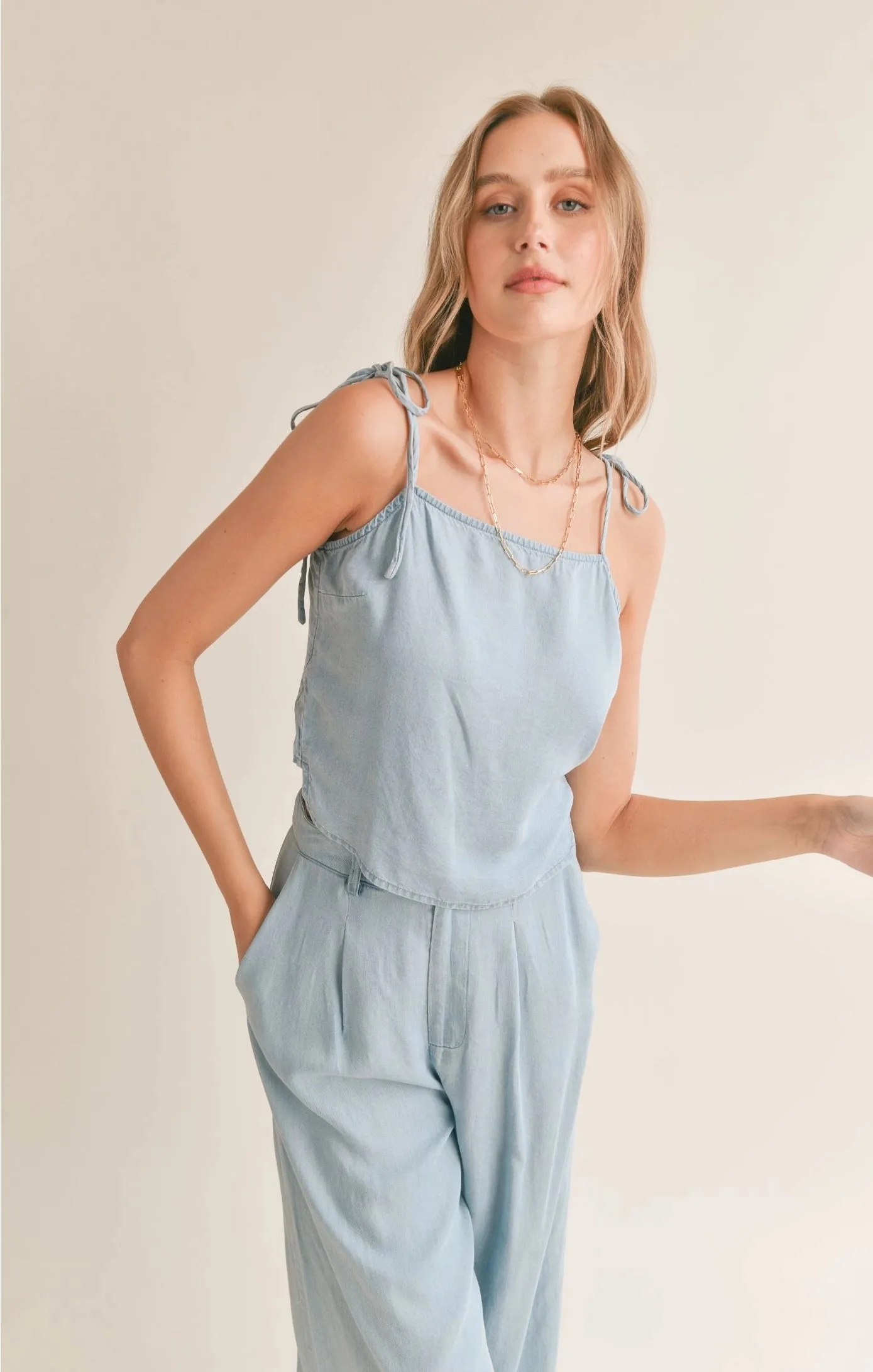 Sadie & Sage Soft Breeze Chambray Tank