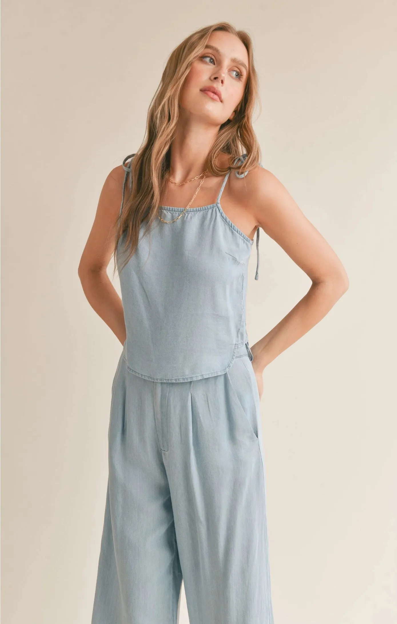 Sadie & Sage Soft Breeze Chambray Tank