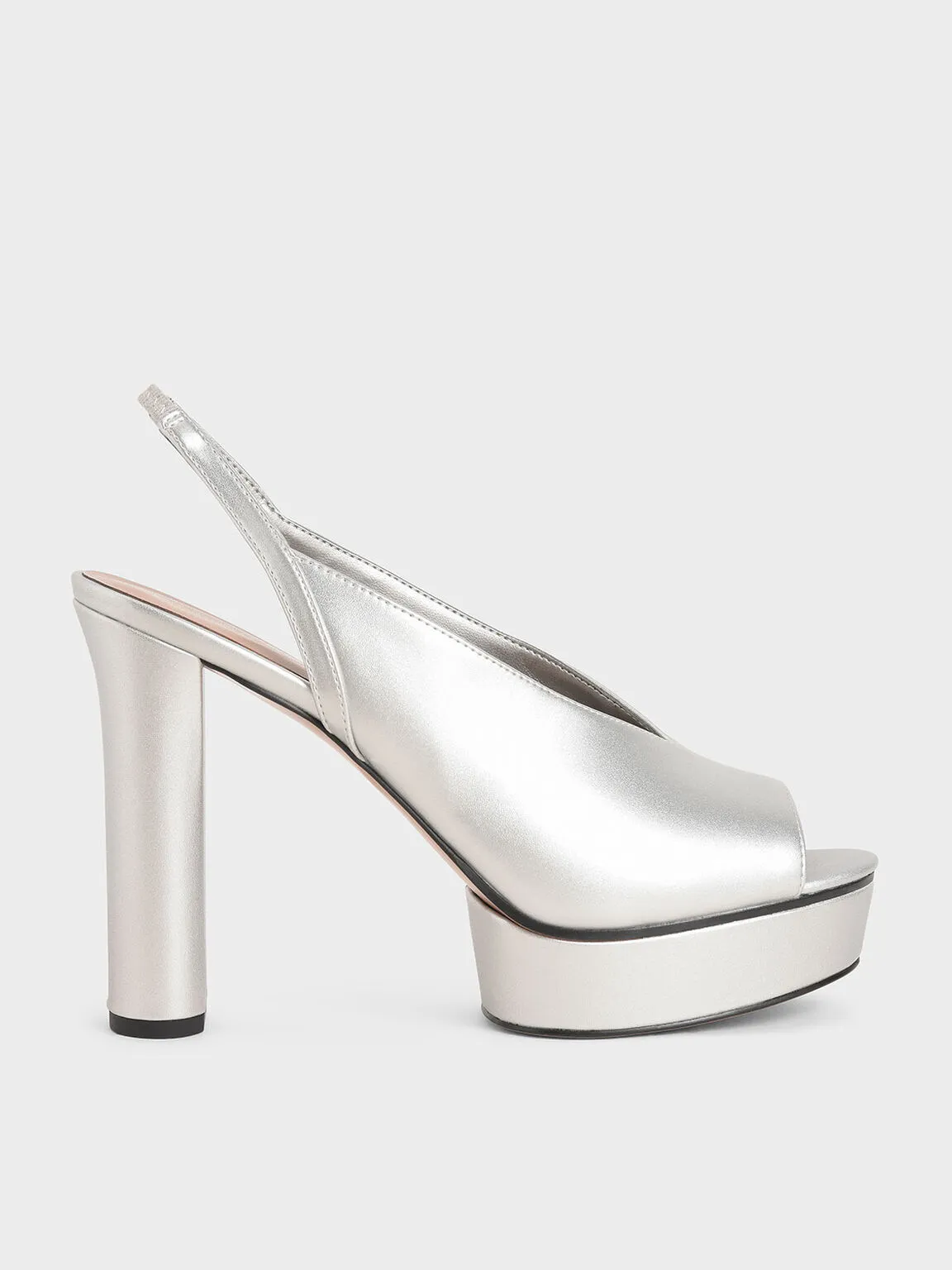 Satin V-Cut Slingback Platforms