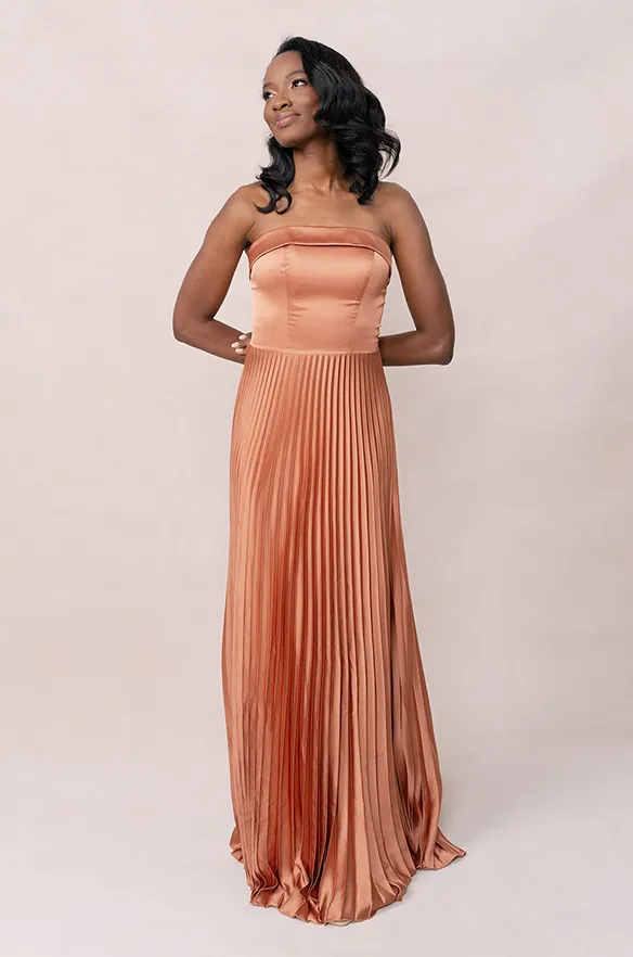 Saylor Satin Pleated Dress | Made To Order