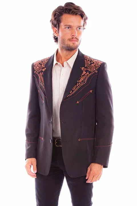 Scully Leathers Men's Floral Embroidered Blazer