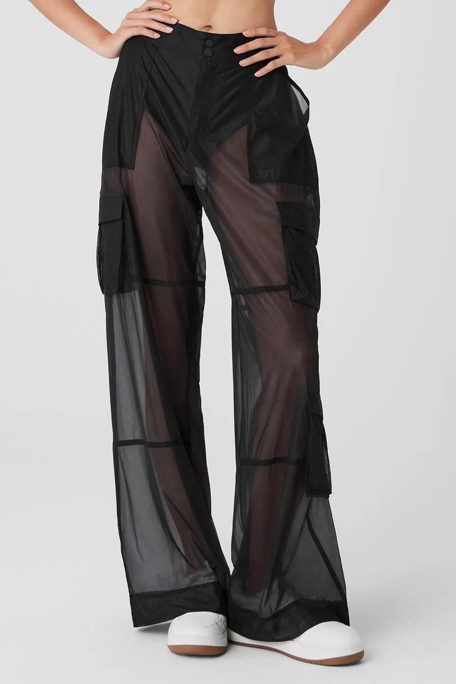 Sheer Effusion Cargo Wide Leg Trouser - Black