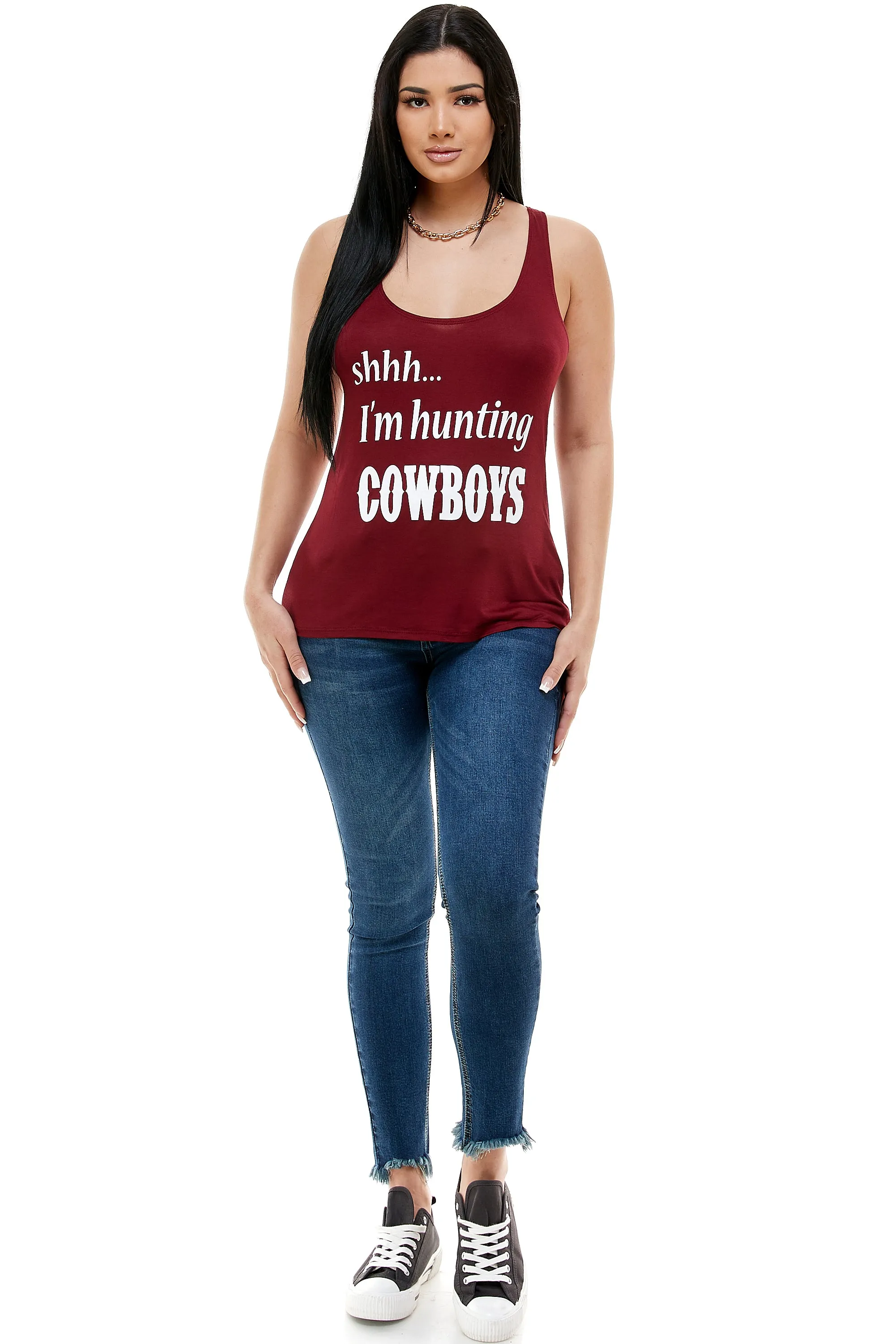 SHHH I'M HUNTING COWBOYS TANK TOP