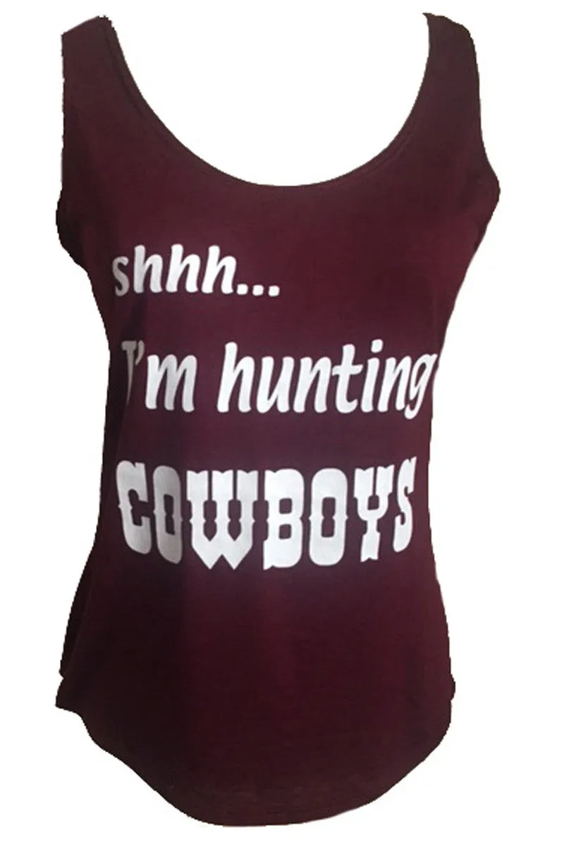 SHHH I'M HUNTING COWBOYS TANK TOP