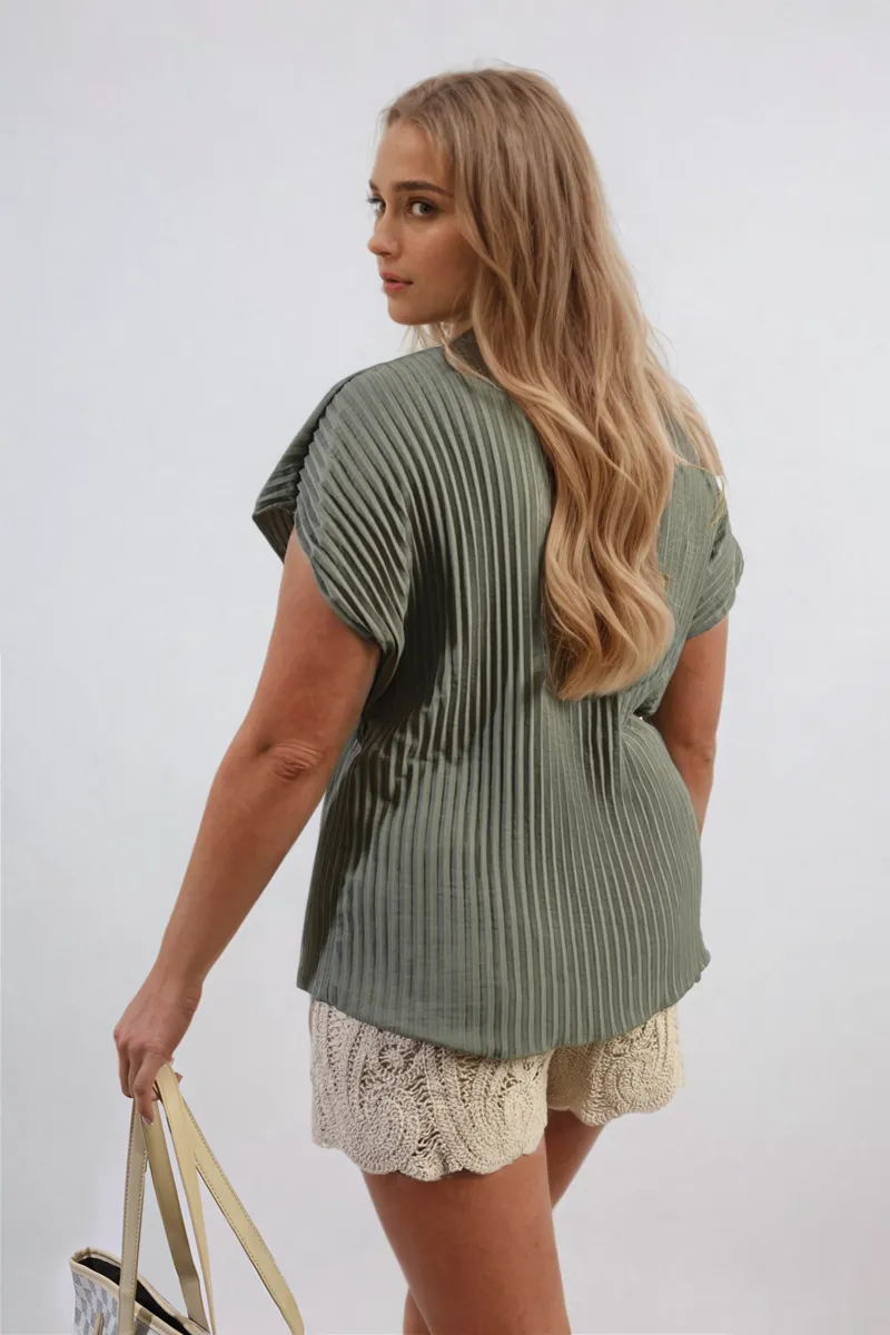 Short Sleeve Pleated Top