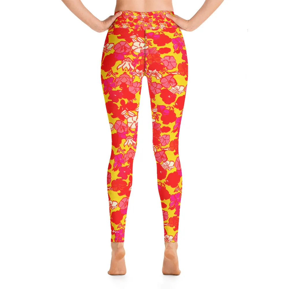 Sixties Floral Yoga Leggings