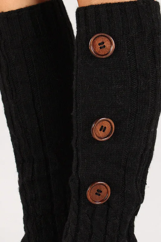 Solid Triple Button Leg Warmers