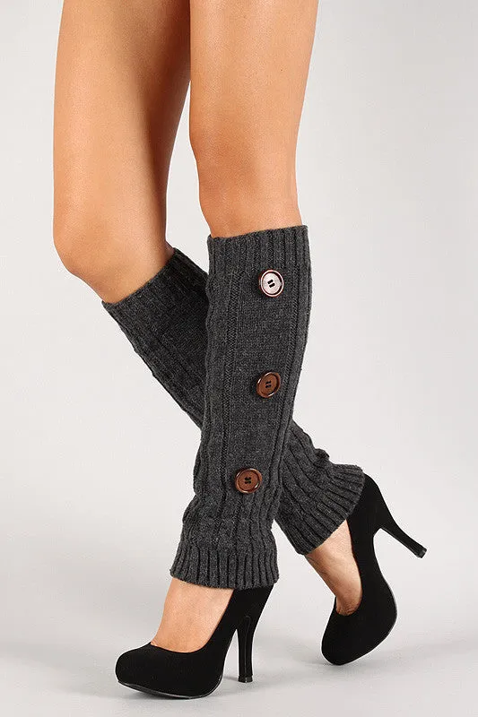 Solid Triple Button Leg Warmers