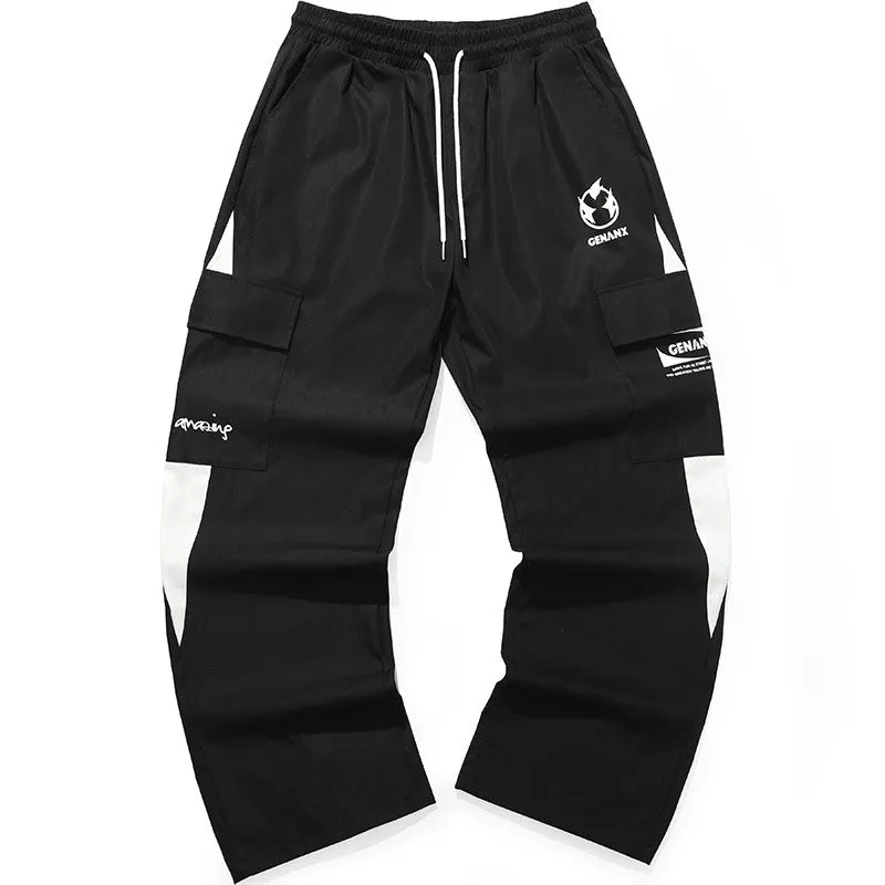 Street Color Block Graphic Cargo Pants