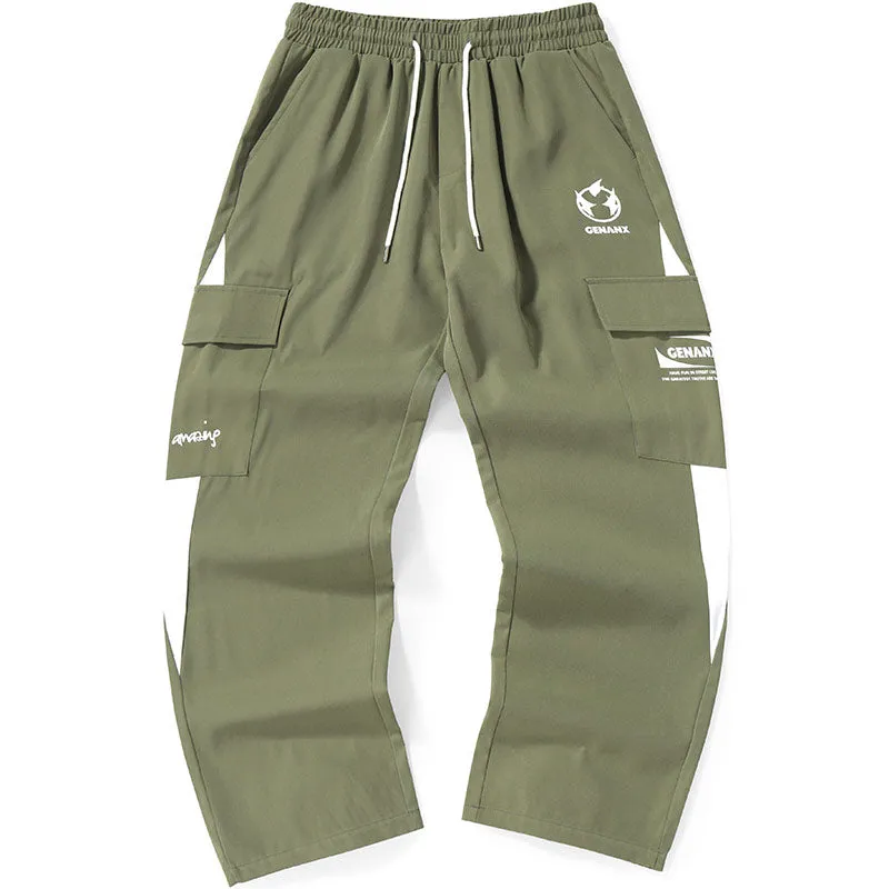 Street Color Block Graphic Cargo Pants