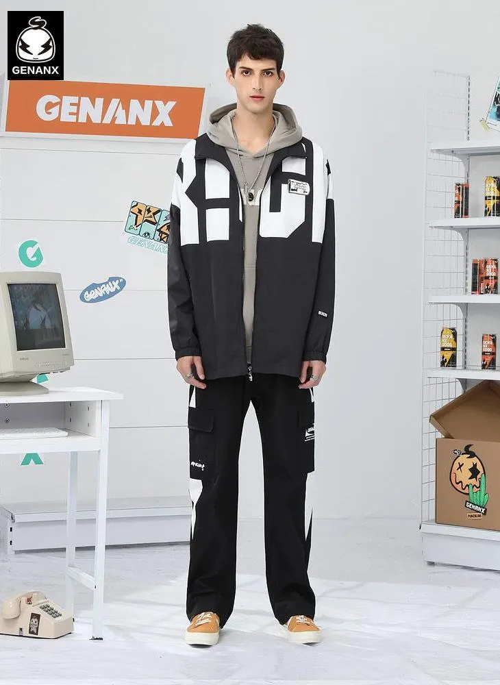 Street Color Block Graphic Cargo Pants