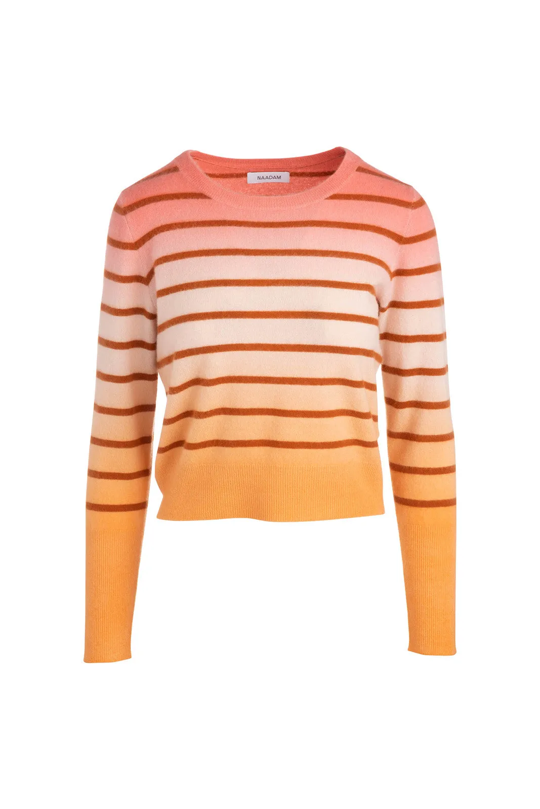 Striped Ombre Crewneck Sweater, Rose