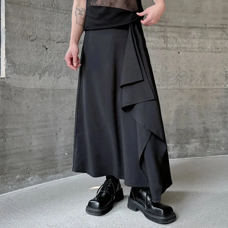 Summer Men's Casual Pants Dark Style Irregular Individuality Trousers Fashion Trend Solid Color Culottes 9C5810