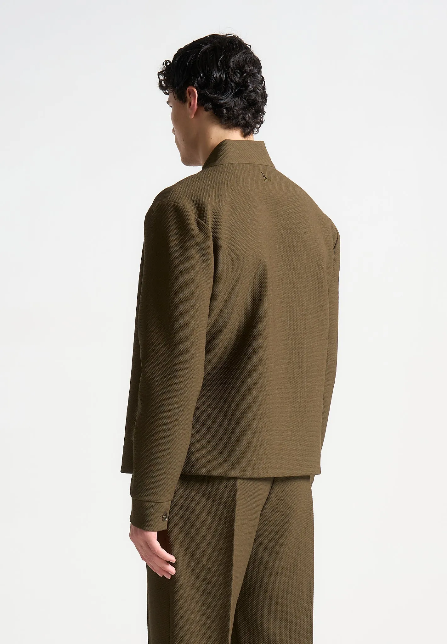 Textured Kimono Wrap Jacket - Khaki