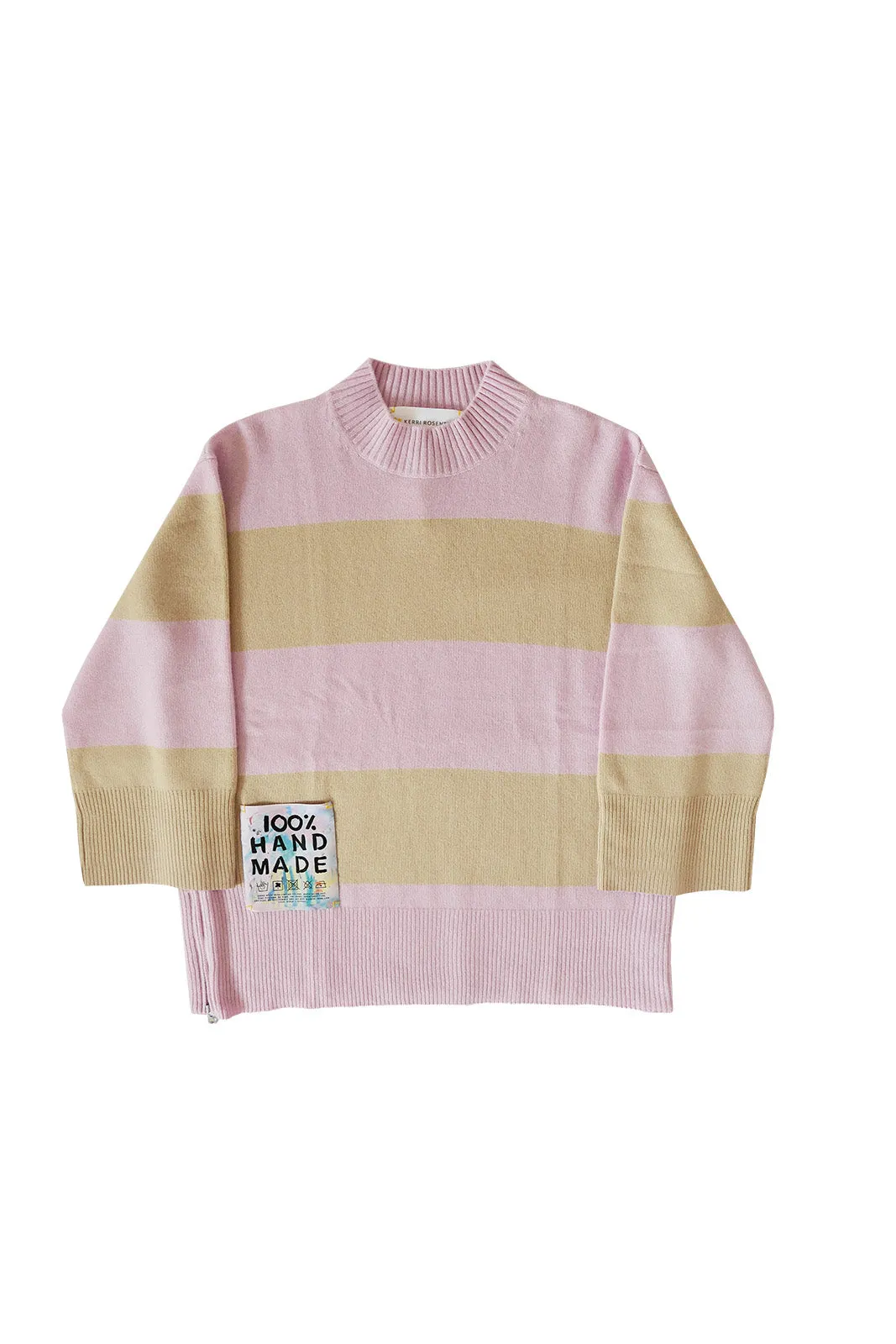 The Maggie Striped Cashmere Sweater, Candy/Oatmeal