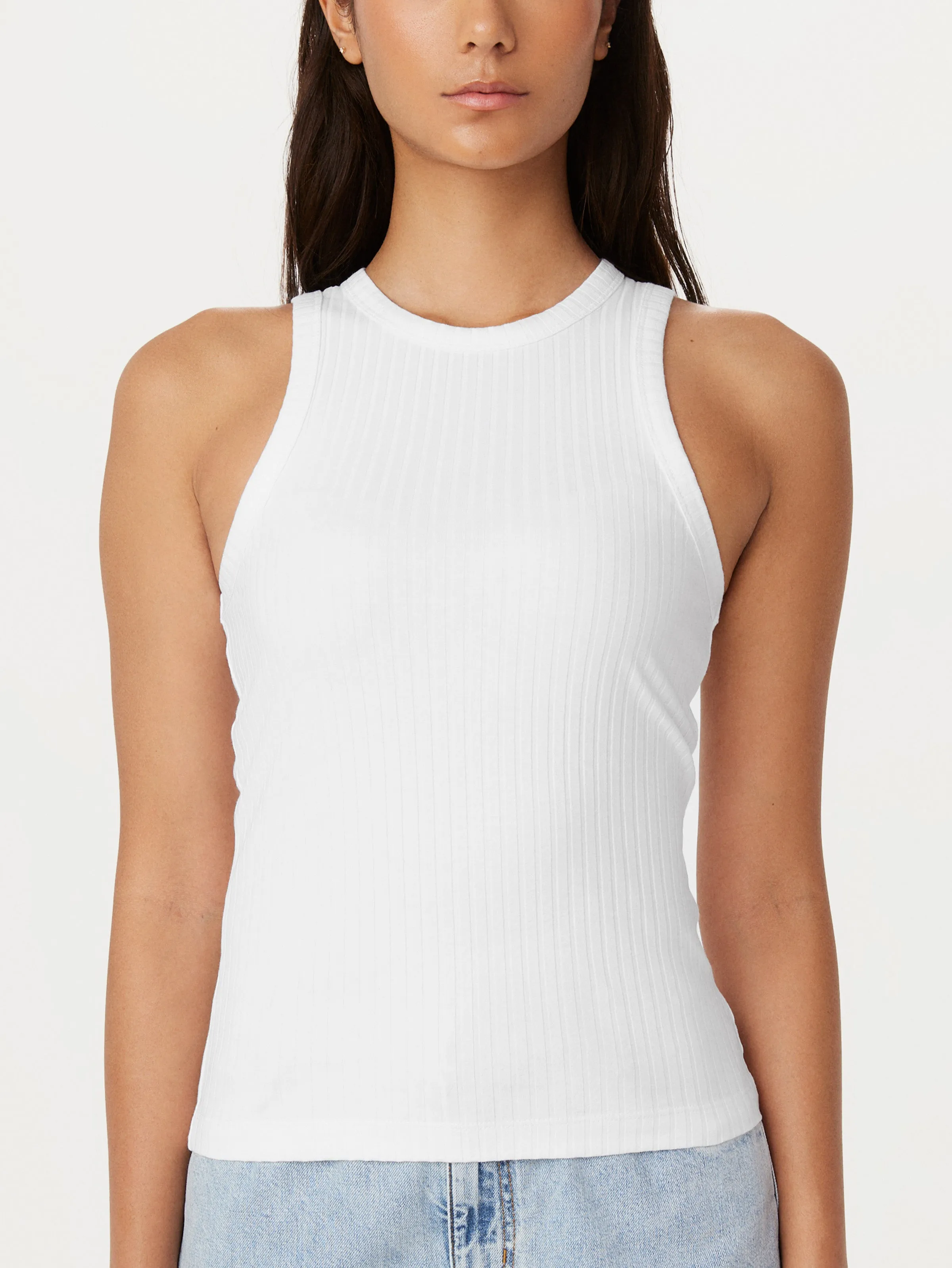 The Ribbed Tank Top in Bright White