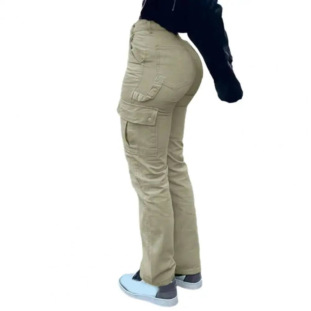 Trendy High Waist Cargo Multiple Pocket Pants