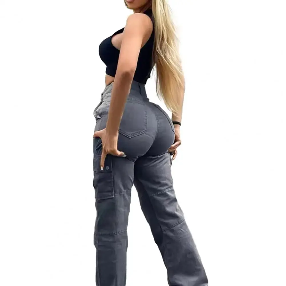 Trendy High Waist Cargo Multiple Pocket Pants