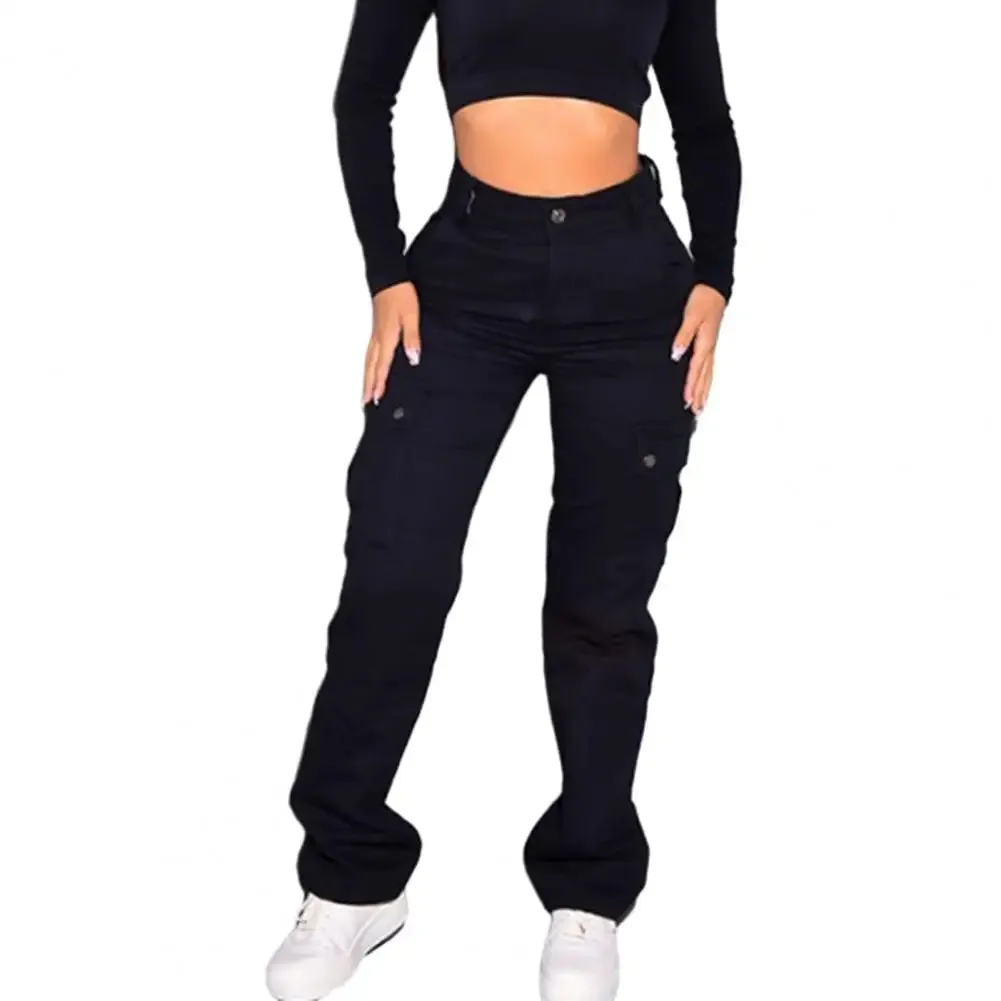 Trendy High Waist Cargo Multiple Pocket Pants