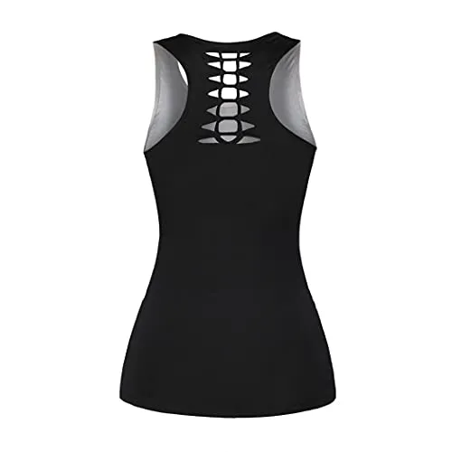 UNEMAIL 3D Printed Sunflower Skull Hollow Tanktop And Leggings Set, Women Sexy Vest Yoga Leggings Jogger Sets tanktops n leggings M