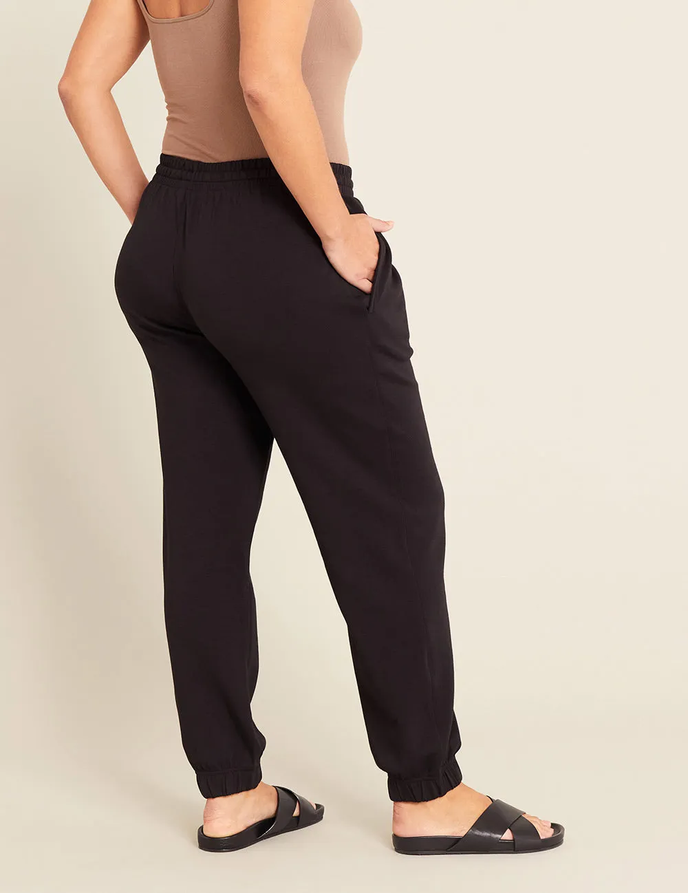 Unisex Cuffed Sweat Pants - Black