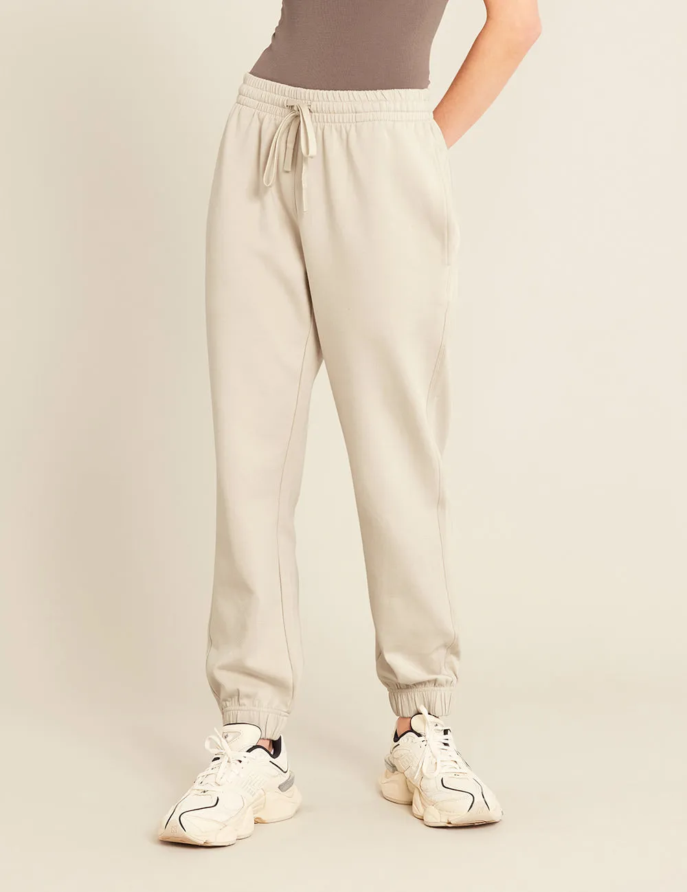 Unisex Cuffed Sweat Pants - Sand