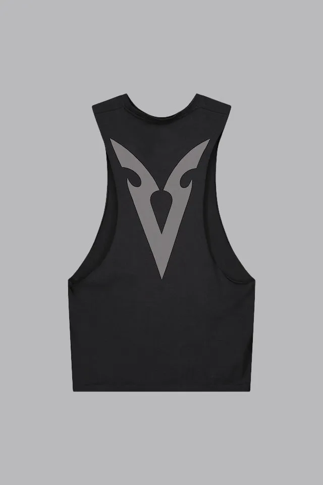 V_BUILD GRAPHIC DROP ARM TANK - Black