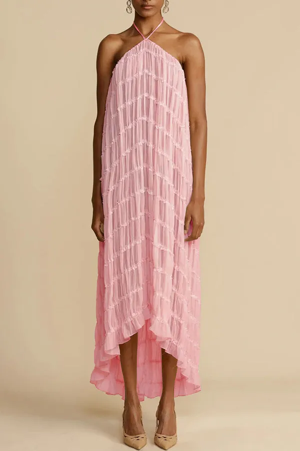 Versatility and Vintage Charm Pleated Drawstring Waist Tiered Maxi Skirt