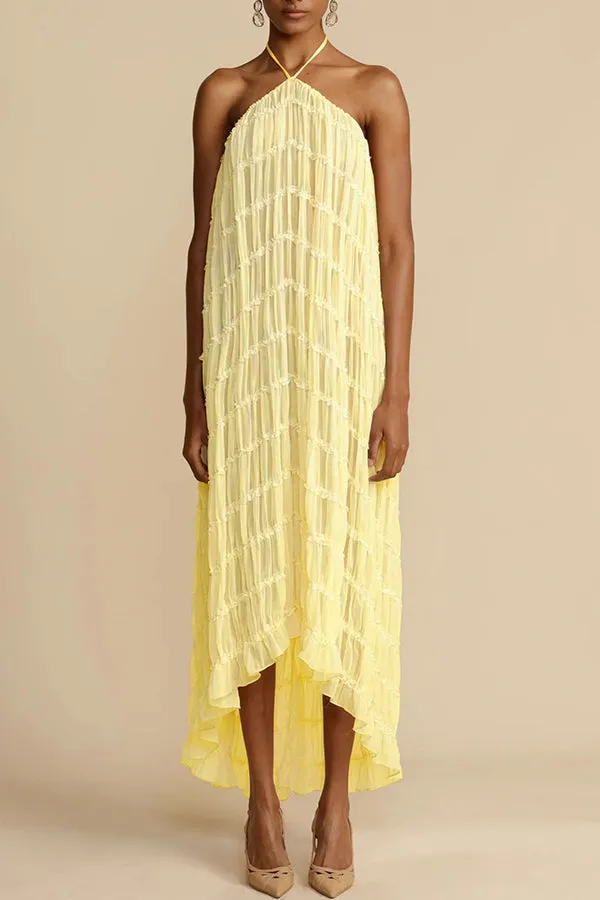 Versatility and Vintage Charm Pleated Drawstring Waist Tiered Maxi Skirt