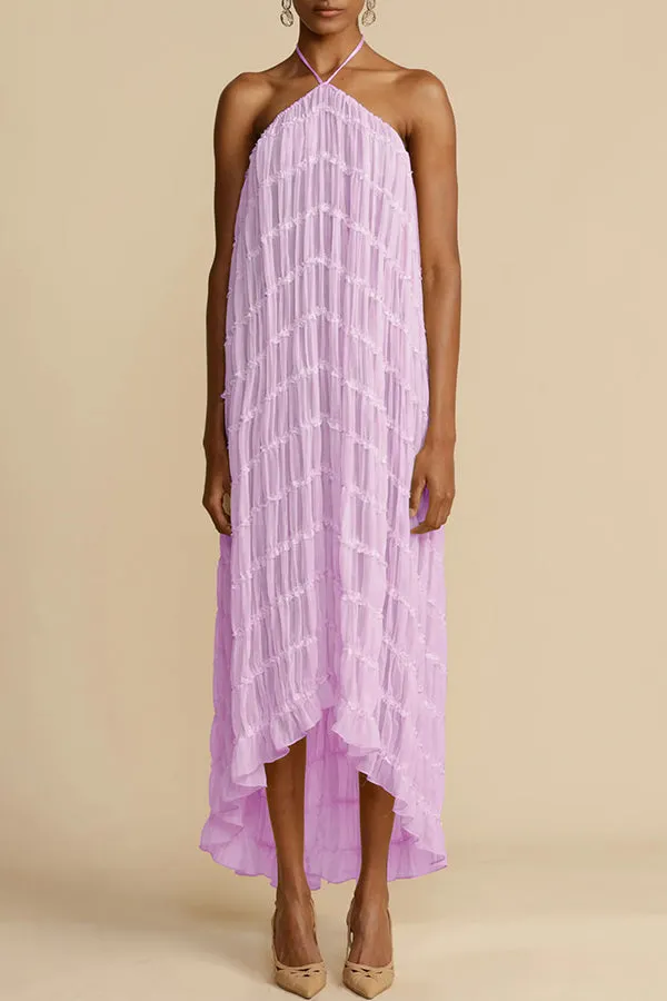 Versatility and Vintage Charm Pleated Drawstring Waist Tiered Maxi Skirt