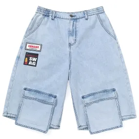 Vintage Denim Blue Straight Cargo Shorts