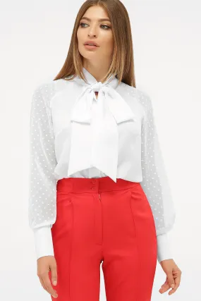 White Blouse With Bow Women Clothing