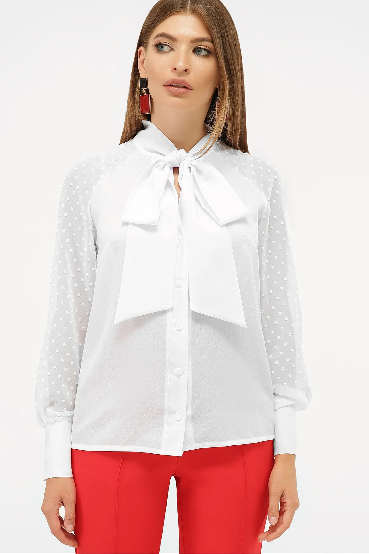 White Blouse With Bow Women Clothing