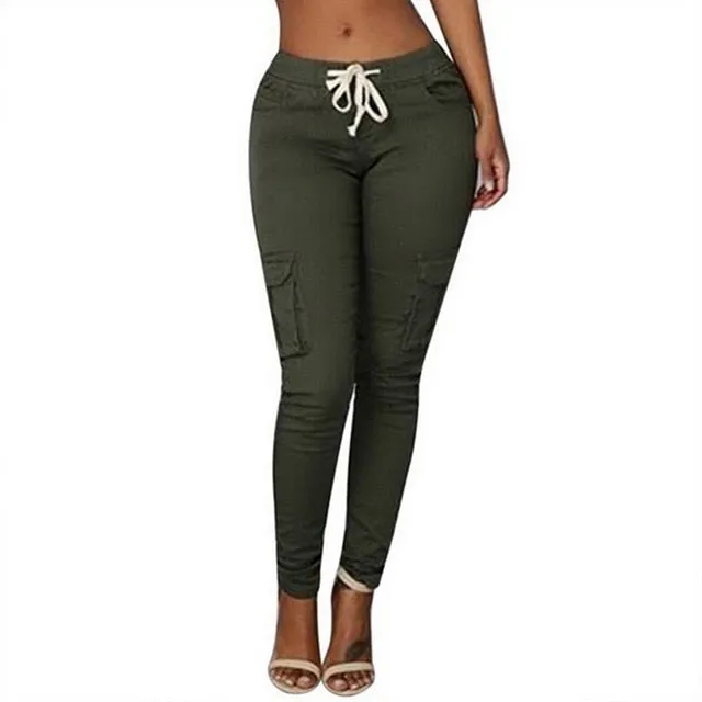 Women Pencil Slim Fit Cargo Pants